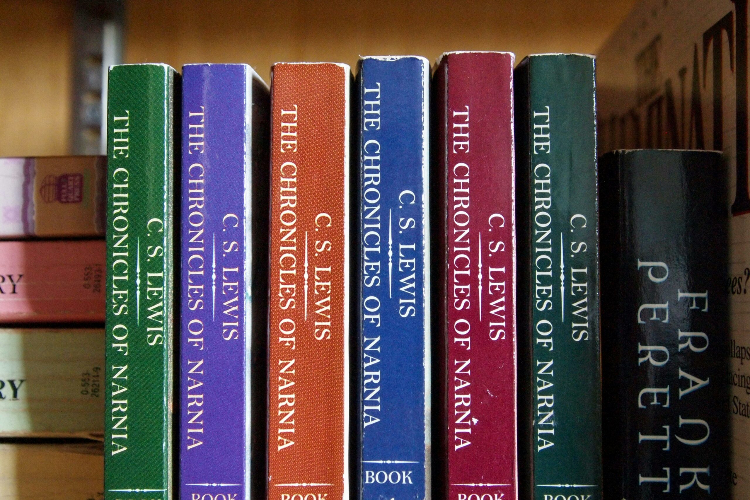 Photograph of C.S. Lewis' Narnia books on a shelf